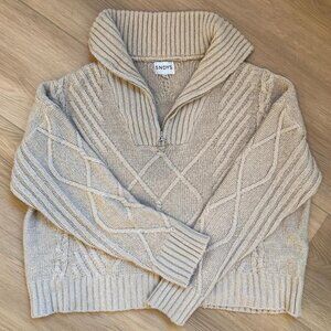 SNDYS Women's Cream and Tan Jumper